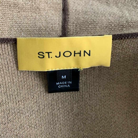 St John Open Shawl Cardigan Brown Tan Sweater - Picture 6 of 9